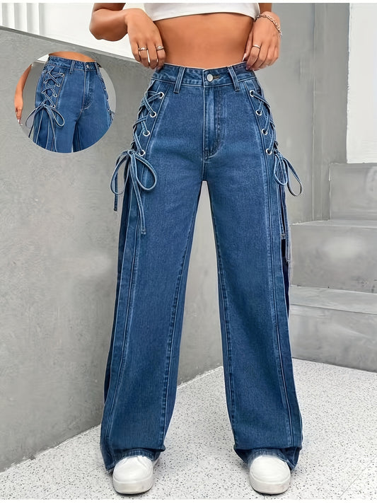 Women's Straight Leg Jeans - Blue – Blue option – main product image