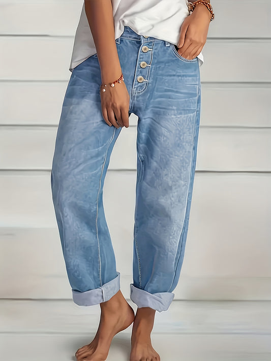 Women's Straight Leg Jeans - Sky Blue Stretch – Blue option – main product image