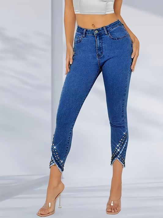 Women's Stretch Jeans - High-Waist Fit – Medium Blue – main product image
