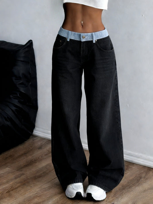 Women's Stretch Jeans - High-Waist Fit – White / Black – White option – main product image