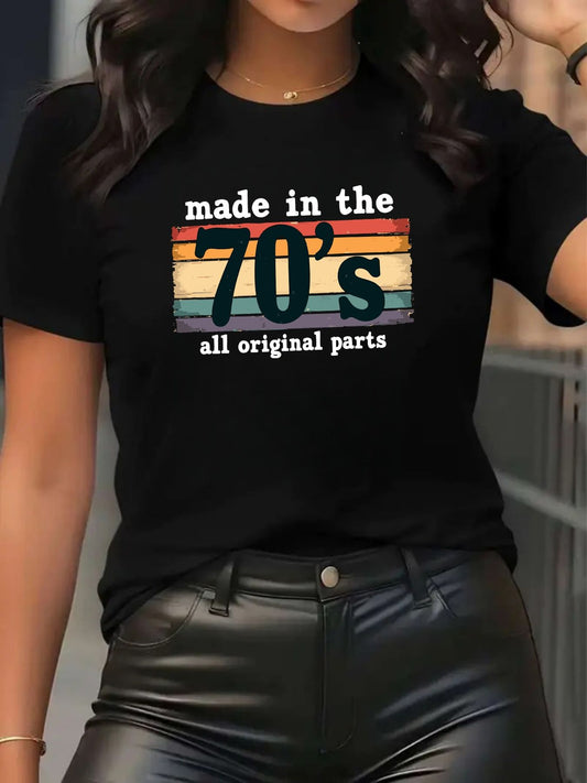 Women's Striped T-Shirt - Round Neck Short Sleeve – Black option – main product image