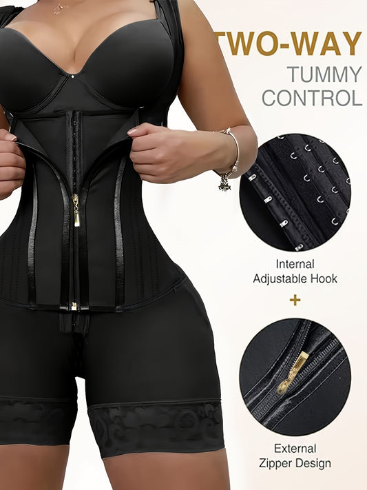 Women's Targeted Control Waist Cincher - Zip Front Plus Size Body Smoothing – Brown option – main product image