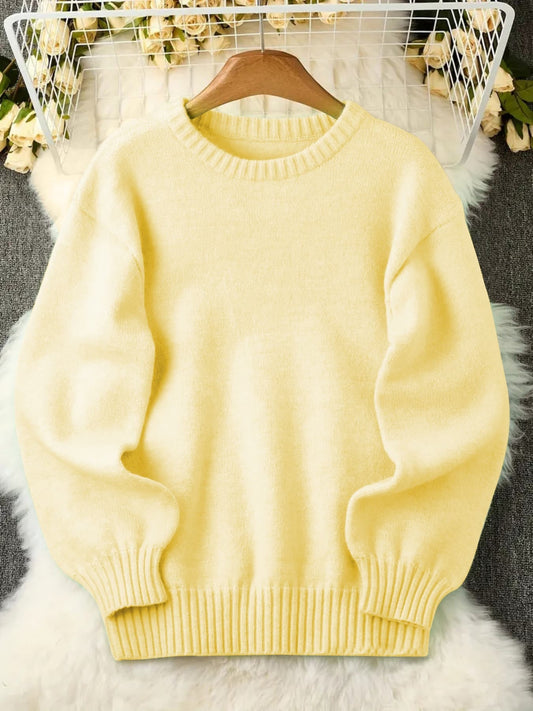 Women's Textured Pullover Sweater - Relaxed Fit Crew Neck – Sizes 1XL–5XL – main product image