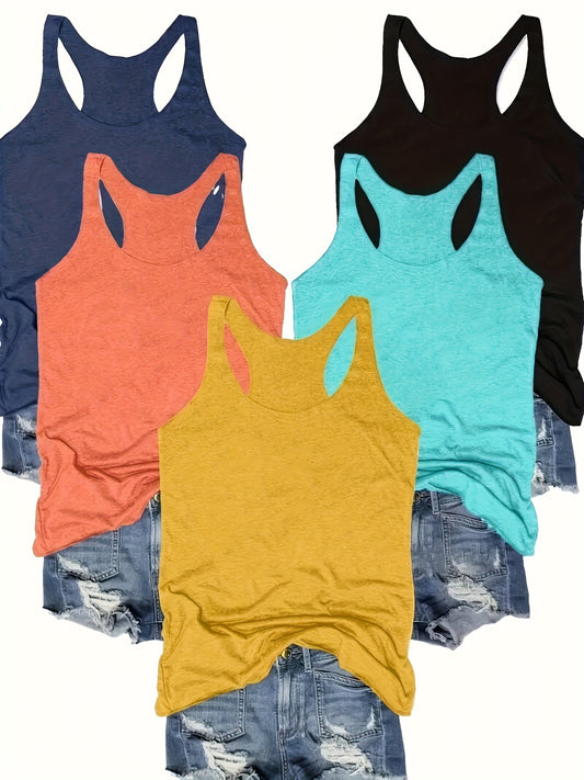 Women's Textured Tank Top - 5-Pack Crew Neck Sleeveless – main product image