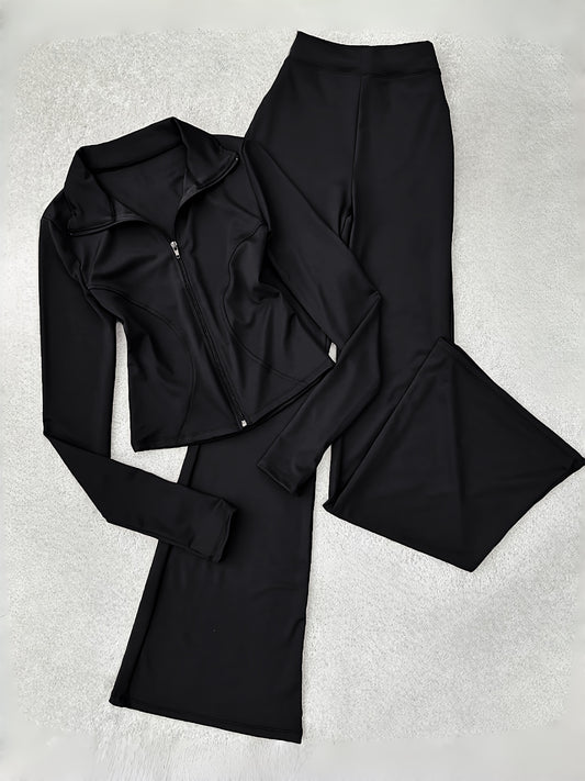 Women's Tracksuit Set - Striped Design – Black option – main product image