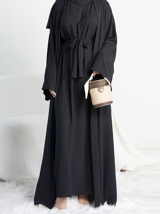 Women's Two-Piece Abaya Set - Pocket Detail Modest Matching Look – Gray option – main product image