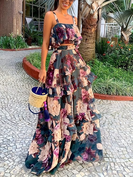 Women's Two-Piece Outfit Set - Graphic Print Classic Neckline – main product image