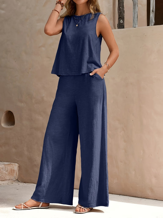 Women's Two-Piece Outfit Set - Solid Color – Sizes S–XXL – Yellow option – main product image