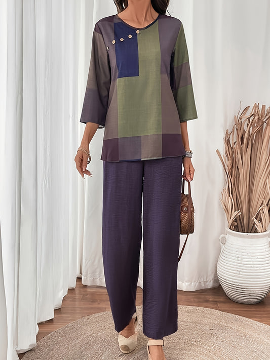 Women's Two-Piece Pants Set - Casual Printed Style 32 – main product image