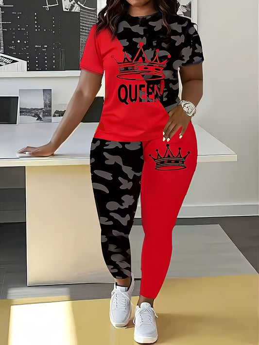Women's Two-Piece Pants Set - Color Block Casual Matching Outfit – Sizes S–XXL – main product image