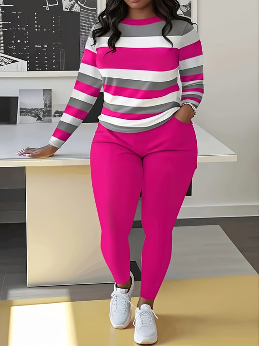 Women's Two-Piece Pants Set - Color Block – Sizes 0XL–2XL – main product image