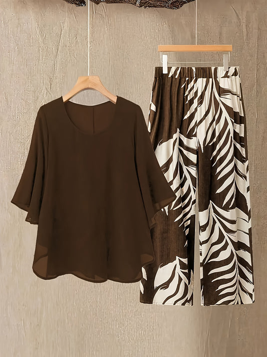 Women's Two-Piece Pants Set - Graphic Print – 5-Color Selection – main product image