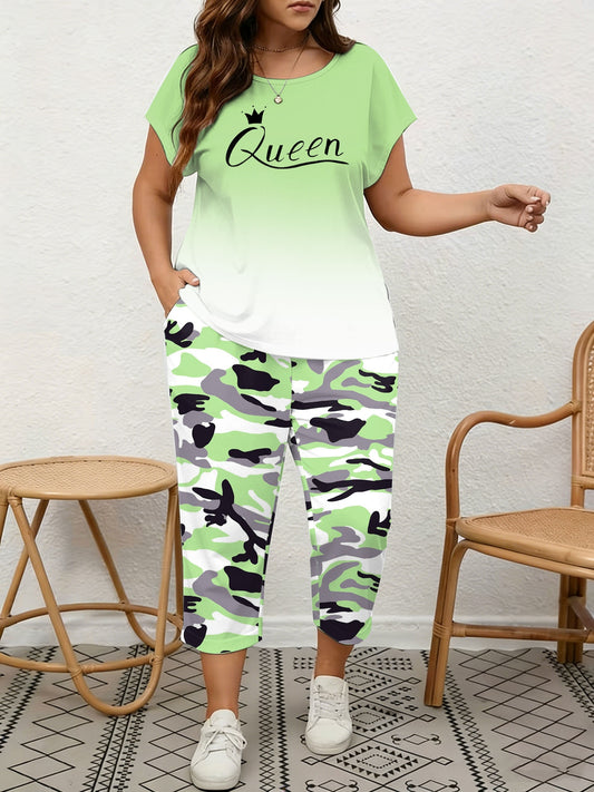 Women's Two-Piece Pants Set - Graphic Print – Black / Pink – Black option – main product image