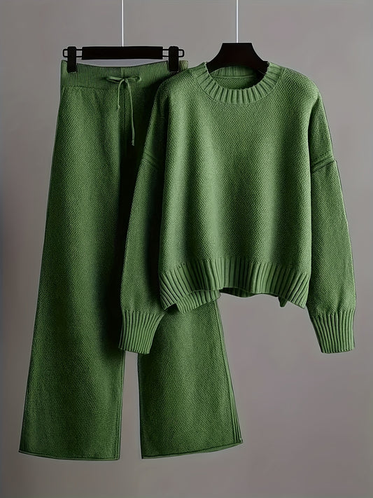 Women's Two-Piece Pants Set - Knit Business Matching Look – Red option – main product image