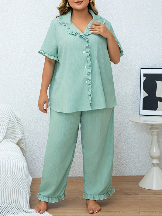 Women's Two-Piece Pants Set - Solid Color – Light Blue – Blue option – main product image