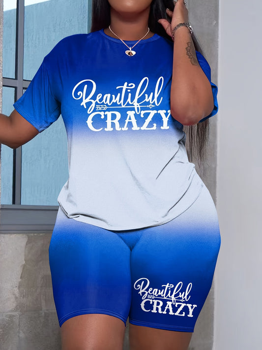 Women's Two-Piece Shorts Set - Graphic Print – Sky Blue – Blue option – main product image