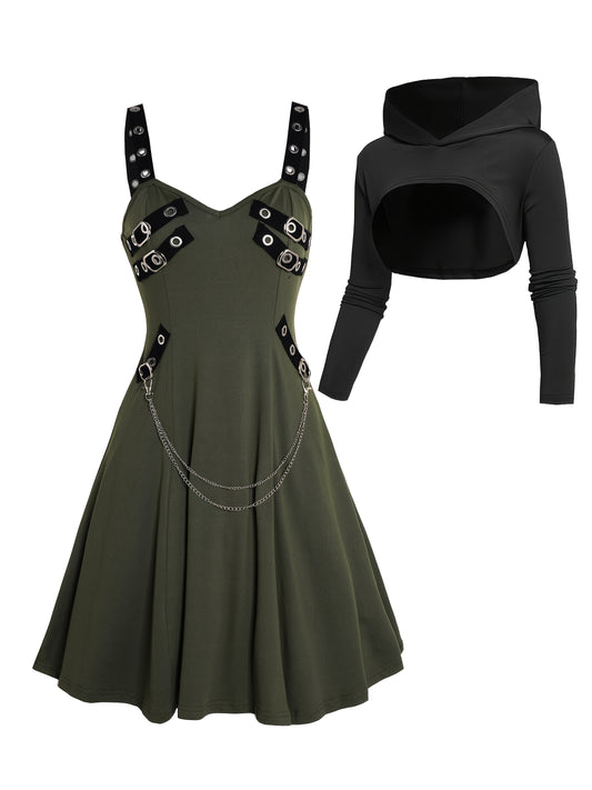 Women's Two-Piece Skirt Set - Knit Party Matching Outfit – Black option – main product image