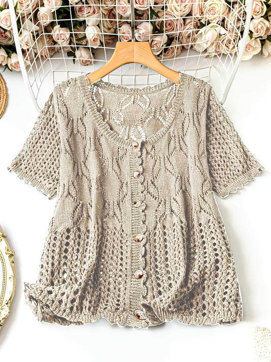 Women's Versatile Denim Button-Front Cardigan – White / Green – White option – main product image