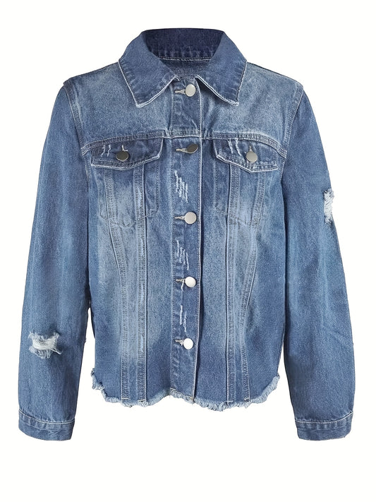 Women's Versatile Denim Button-Front Jacket – 6-Color Selection – Black option – main product image