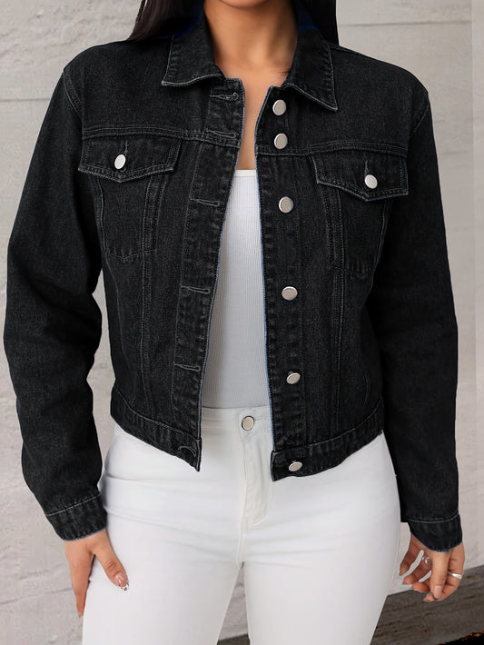 Women's Versatile Denim Button-Front Jacket – Black / Sizes S–XXL – Black option – main product image