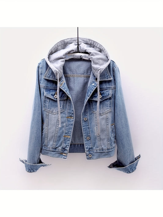 Women's Versatile Denim Button-Front Jacket – Sizes 0XL–4XL – Blue option – main product image