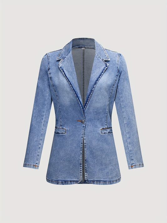 Women's Versatile Denim Pullover Blazer – Blue option – main product image
