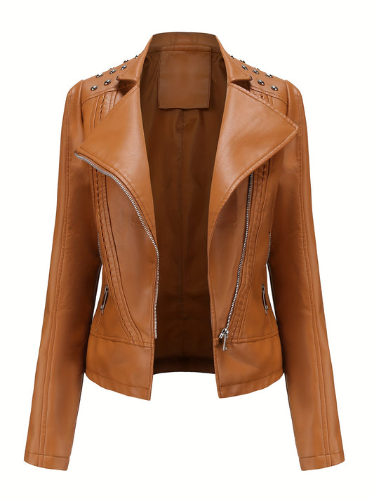 Women's Versatile Denim Pullover Jacket – Burgundy / Camel – main product image