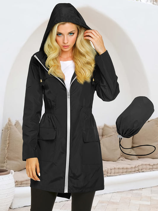 Women's Versatile Denim Zip-Up Coat – Black option – main product image
