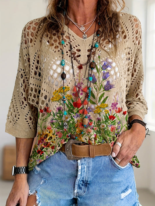 Women's Versatile Floral Pullover Hoodie – main product image