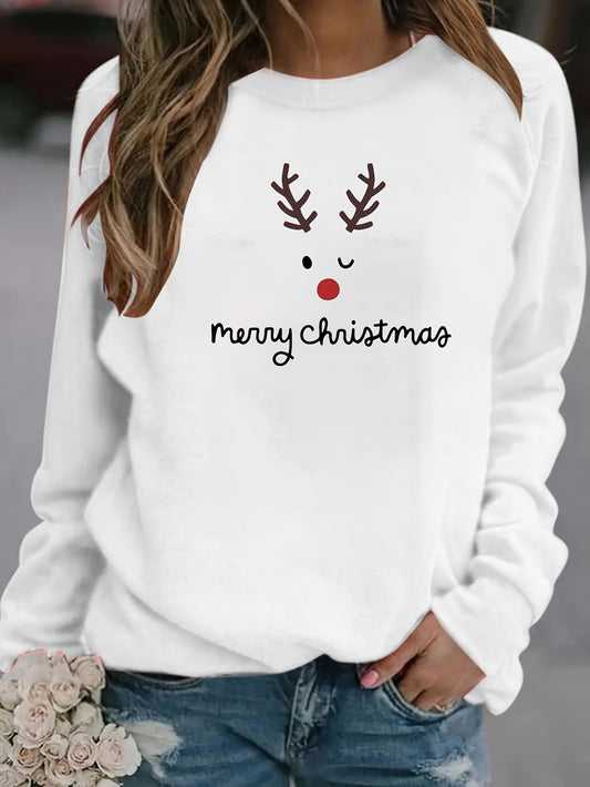 Women's Versatile Graphic Pullover Sweatshirt – Black / White – Black option – main product image