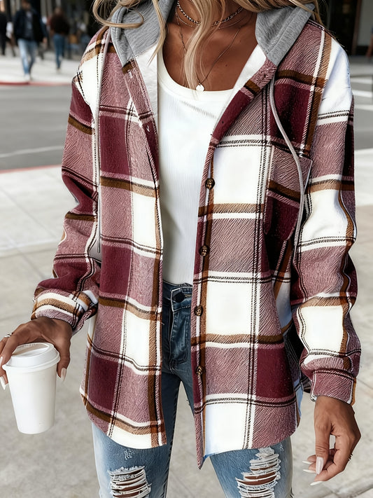 Women's Versatile Plaid Single-Breasted Jacket – Black option – main product image
