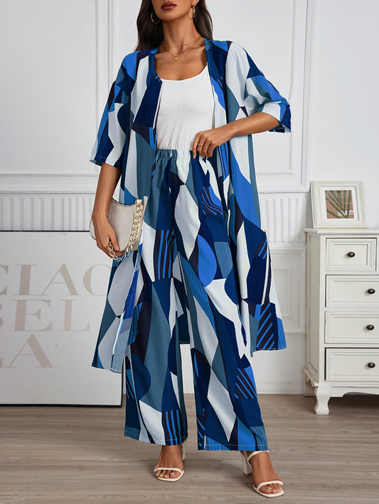Women's Wide Leg Pants - Wide-Leg Fit – Apricot / Blue – Apricot option – main product image