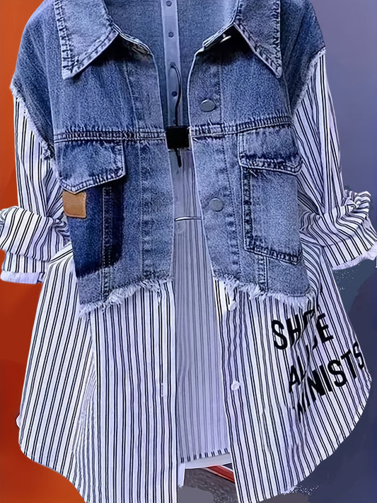 Women's Windproof Denim Graphic Jacket – main product image