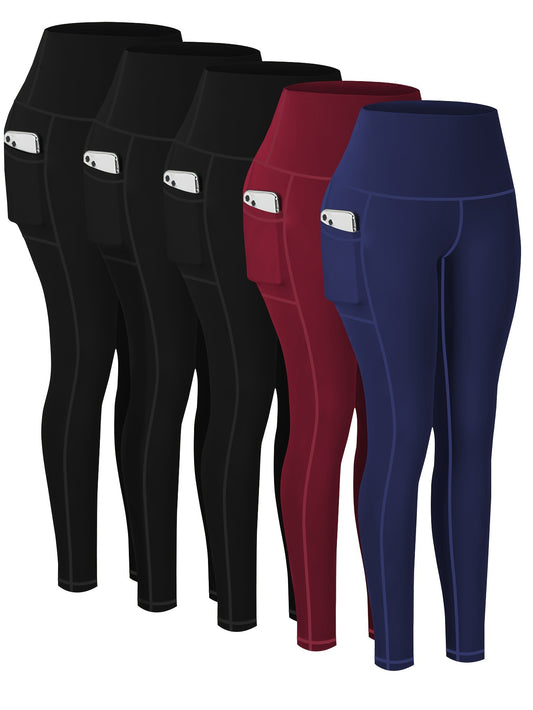 Women's Workout Leggings - Blue Leopard Print + Light Blue + Green + Wine Red + Black – Blue option – main product image