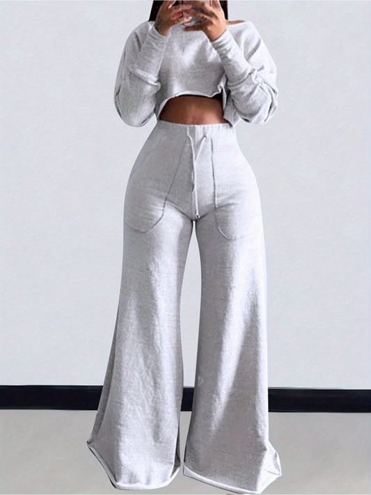 Women's Workout Set - Solid Color Active Matching Outfit – Grey – Grey option – main product image