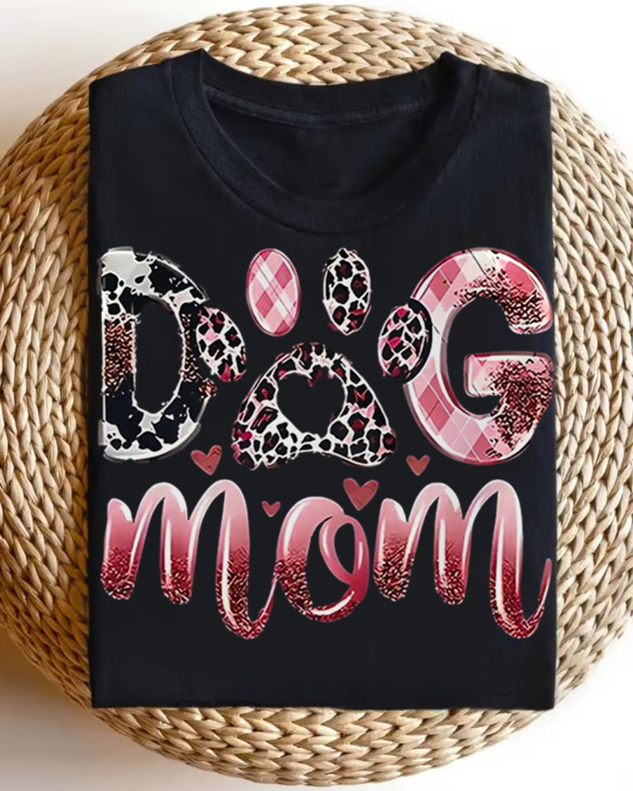 Women's Dog Mom graphic round-neck short-sleeve T-shirt – main product image