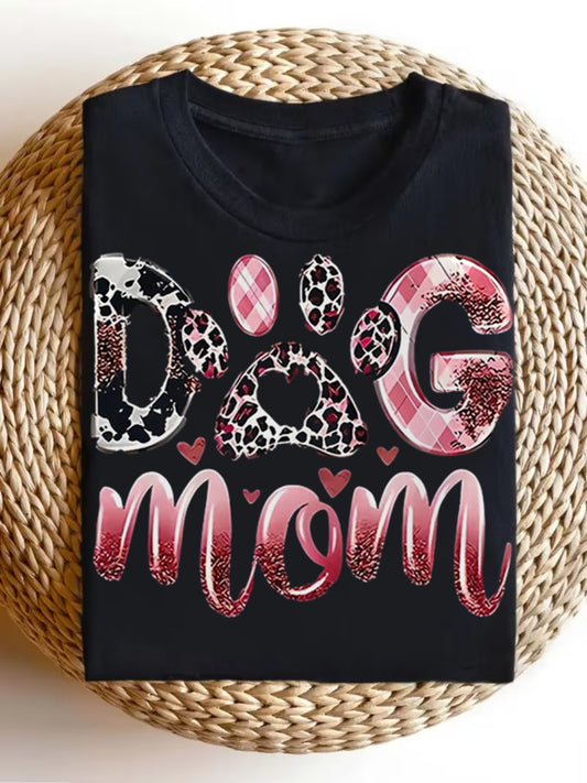 Women's Dog Mom graphic round-neck short-sleeve T-shirt – main product image