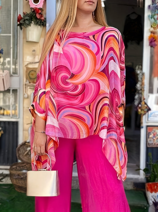 Women's Two-Piece Pants Set - Vacation Printed – Bright Yellow or Orange 3-Color Range – Yellow option – main product image