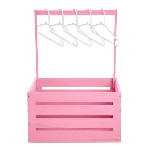 Wood Baby Shower Gift Basket - Handled Solid Wood Crate – main product image